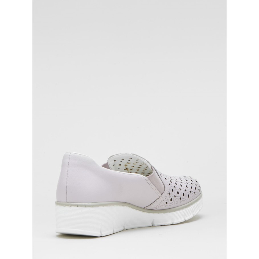 Rieker Slip On Shoe with Perforated Detail Pink