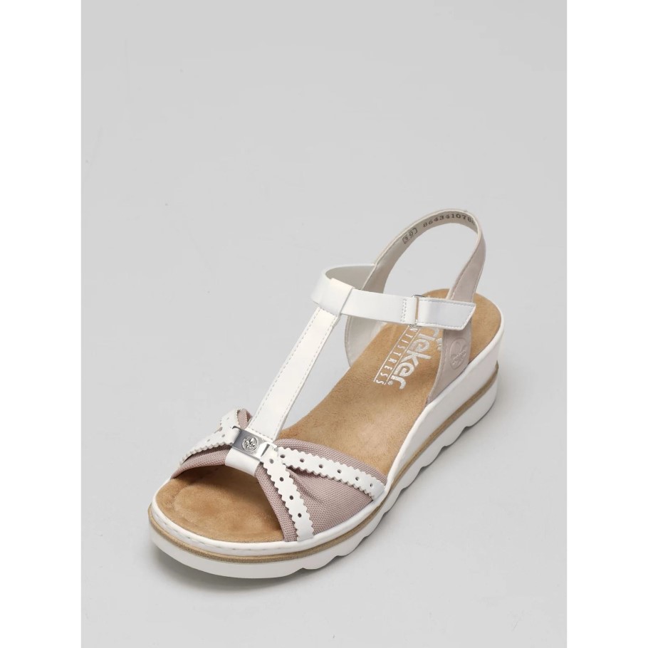 Pink Rieker Sandal with Lazer Cut Detail