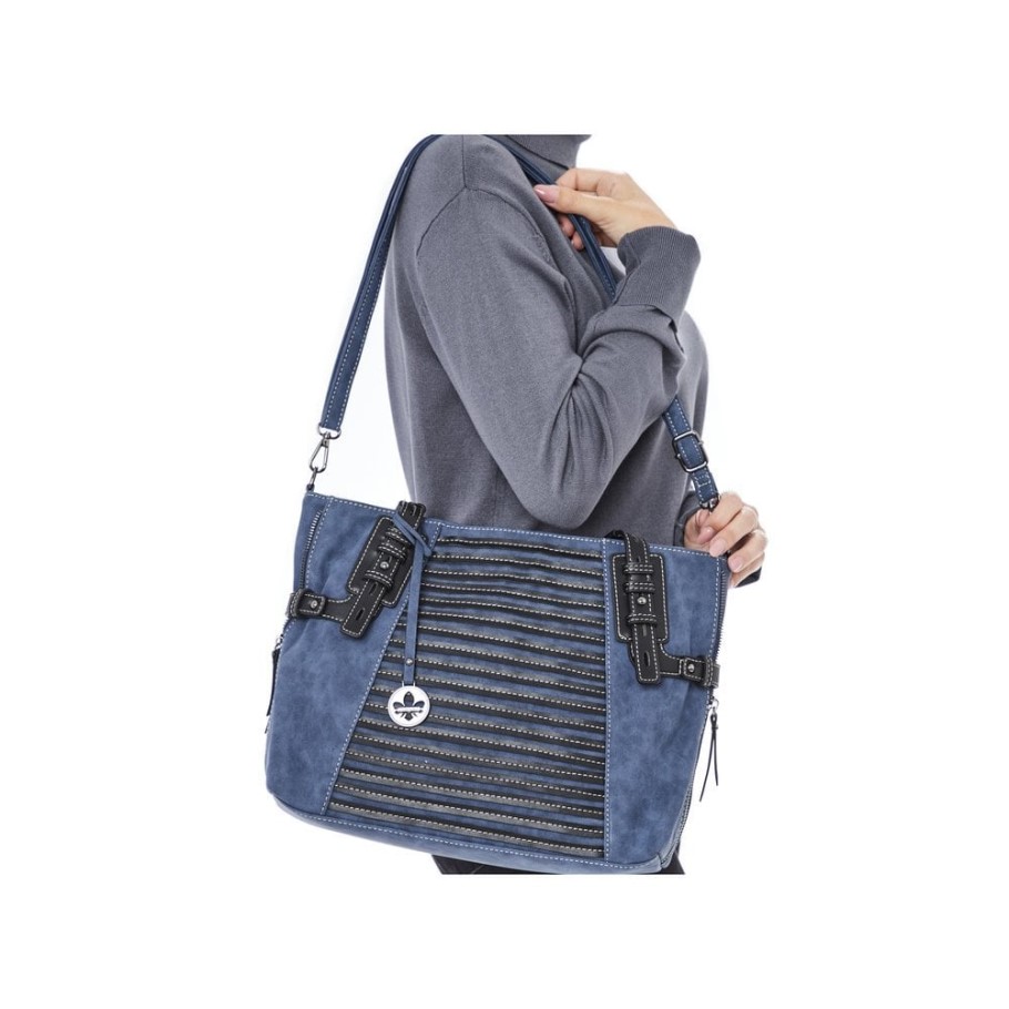 Blue Rieker H1083-12 Women Blue Zipper Handbag