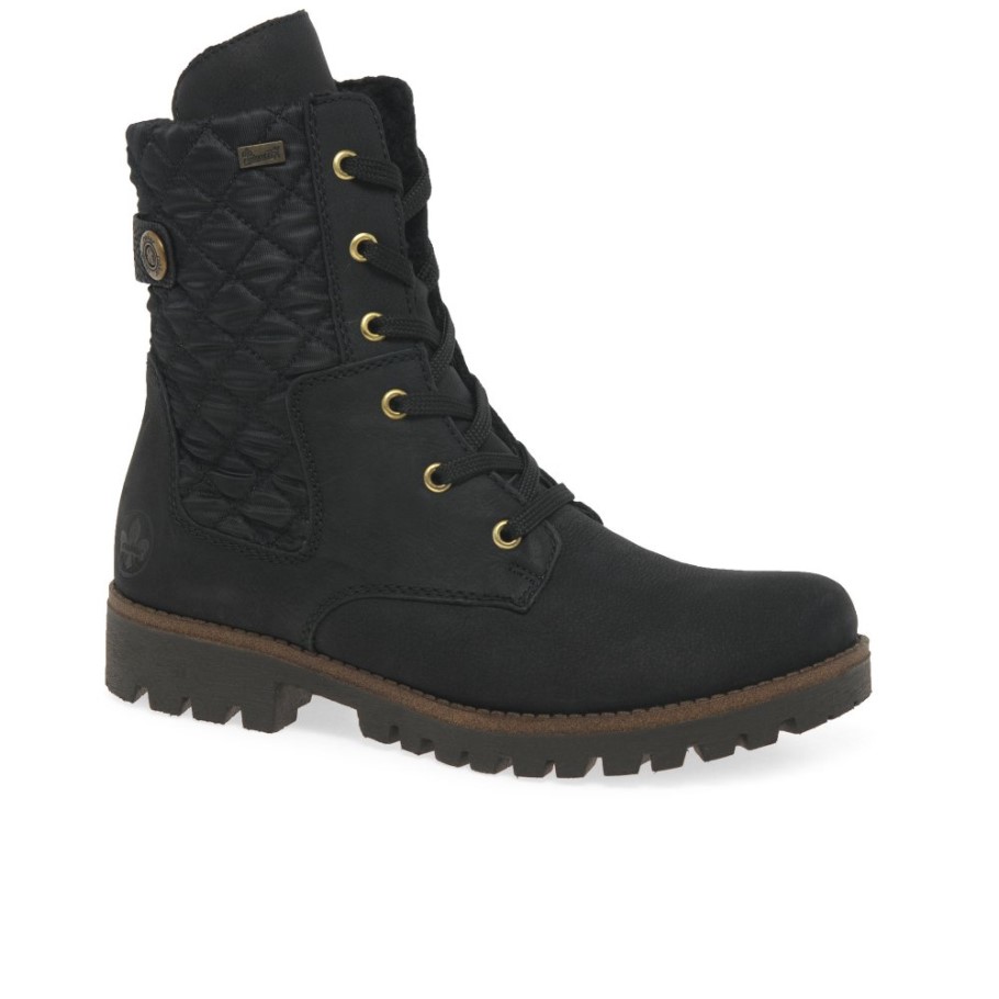 Black Rieker District Womens Ankle Boots