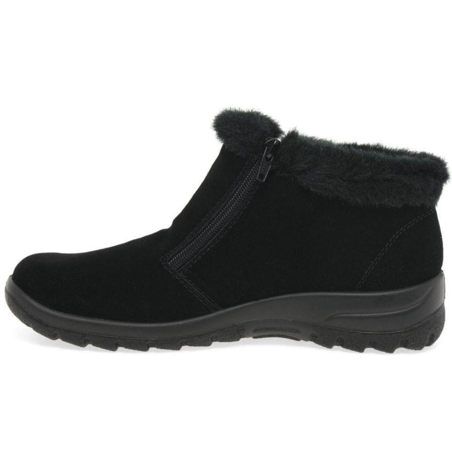 Black Rieker Ella Womens Warm Lined Ankle Boots