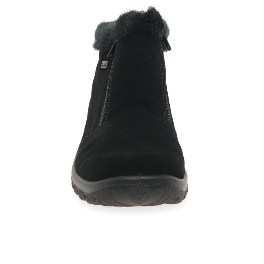 Black Rieker Ella Womens Warm Lined Ankle Boots