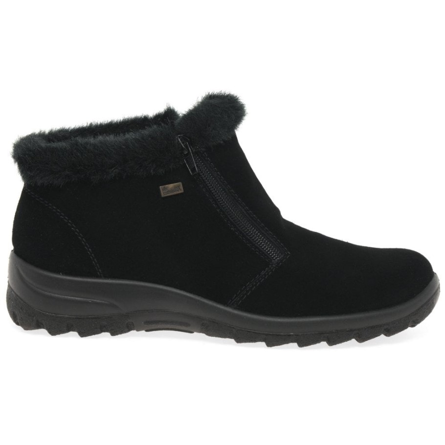 Black Rieker Ella Womens Warm Lined Ankle Boots