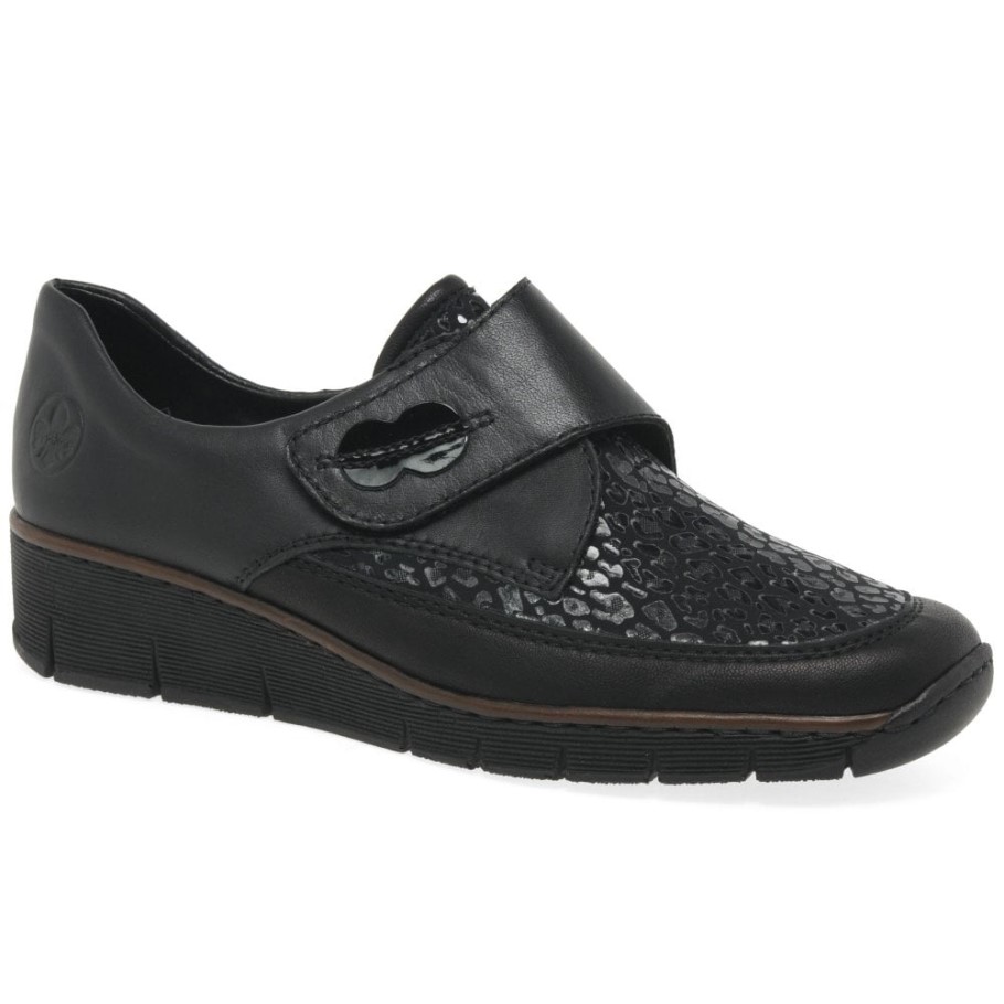 Black Rieker Merry Womens Riptape Fastening Shoes