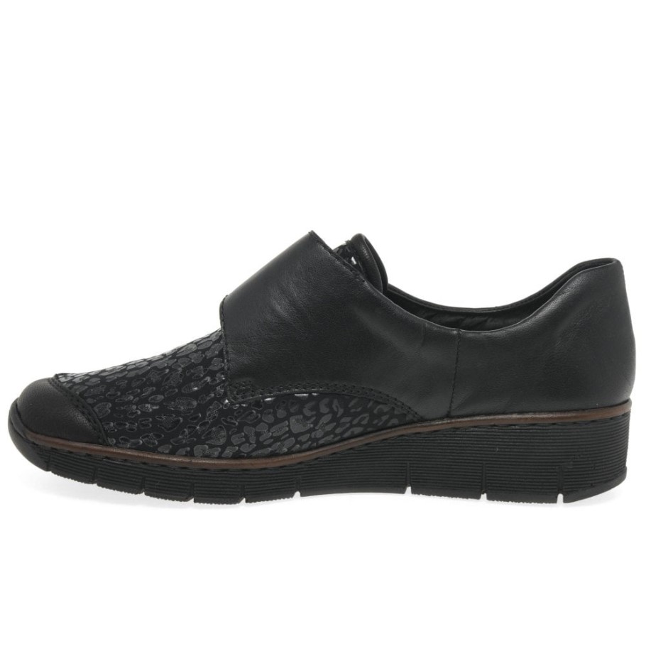 Black Rieker Merry Womens Riptape Fastening Shoes