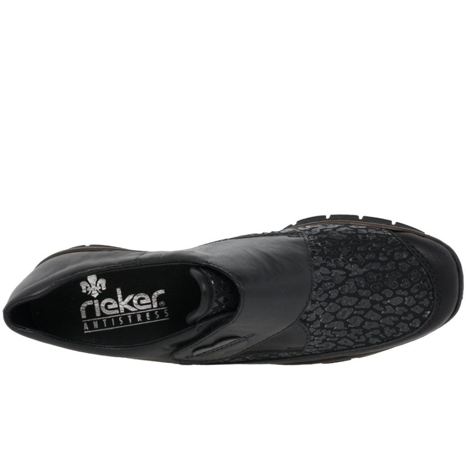 Black Rieker Merry Womens Riptape Fastening Shoes