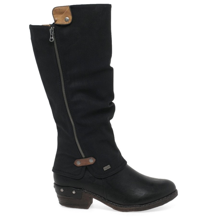 Black Rieker Sierra Womens Long Boots