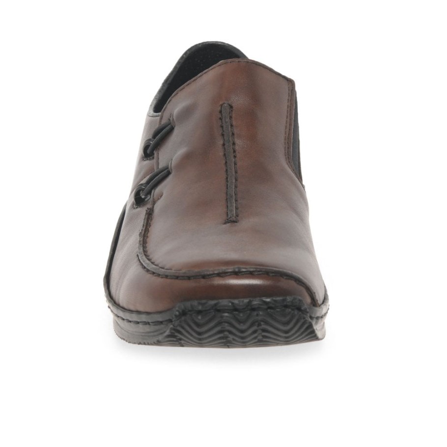 Rieker Celia Ladies Leather Casual Shoe Mahogany