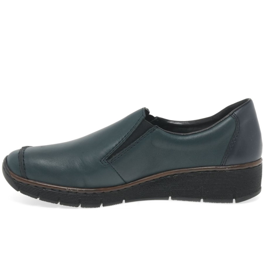 Rieker Gala Womens Casual Wedge Heel Shoes Pacific