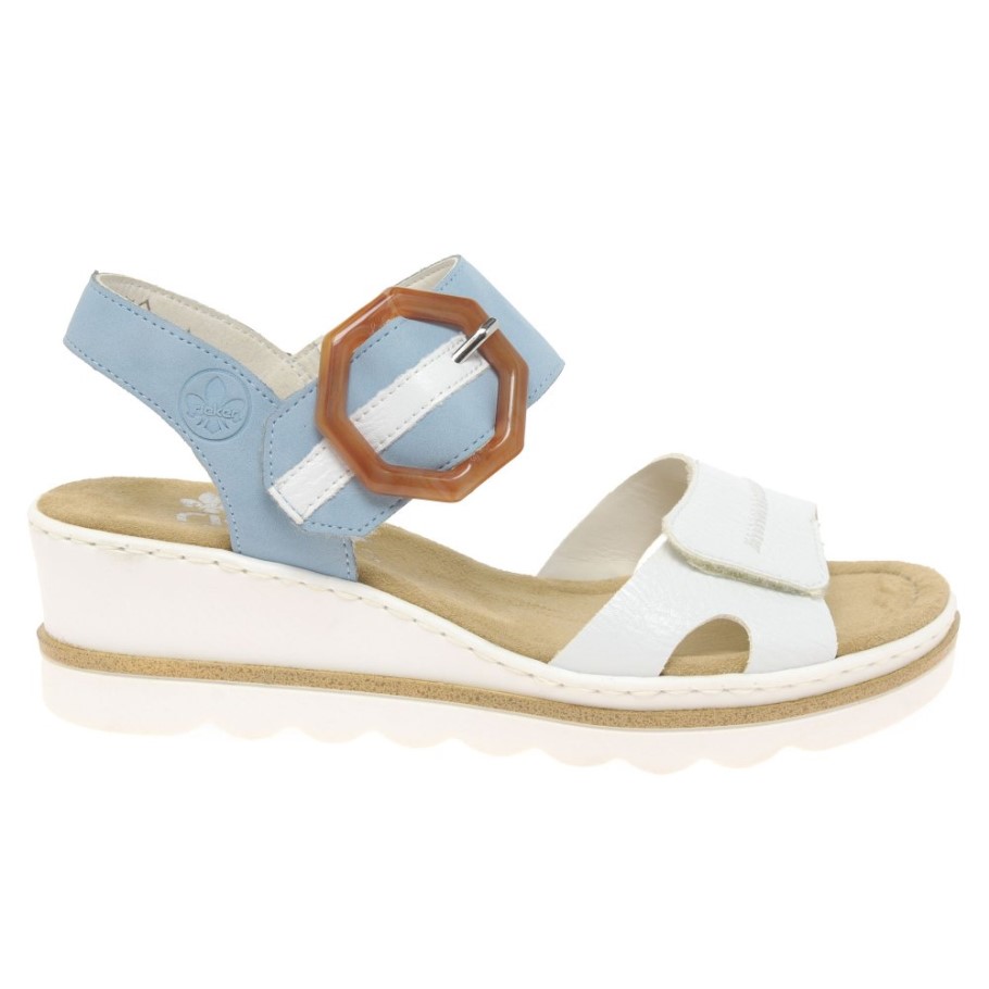 Rieker Jena Womens Wedge Heel Sandals White