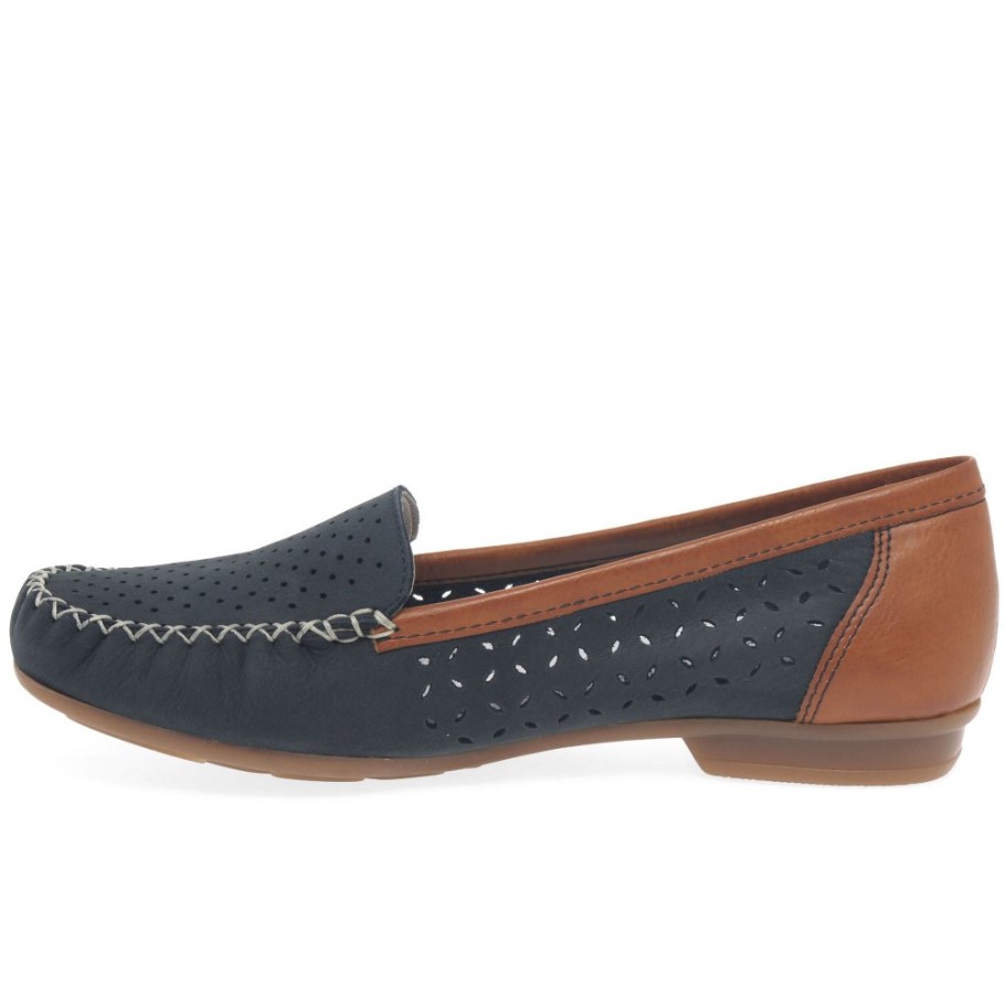 Rieker Peggy Womens Punched Detail Moccasins Nubuck