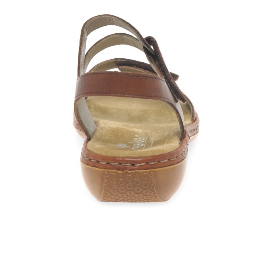 Tan Rieker Sphere Womens Riptape Sandals