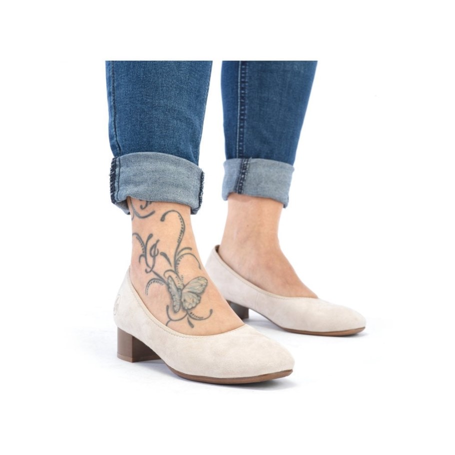 Rieker 49260 Women Slip-On Shoes Beige