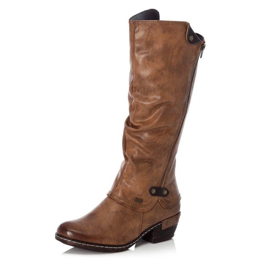 Rieker 93655 Women Brown Knee High Boots