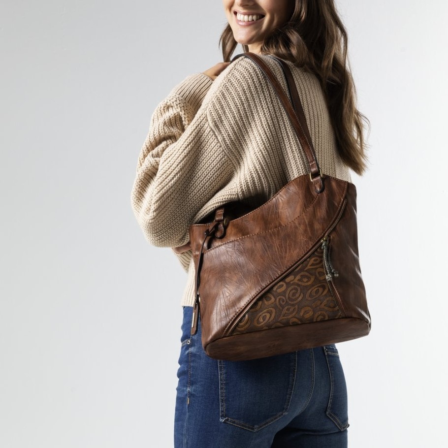 Rieker H1025-22 Women Brown Zipper Handbag Brown