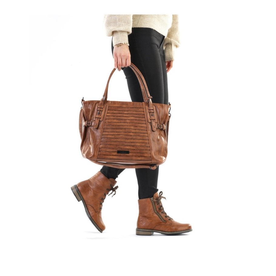 Rieker H1083-22 Women Brown Zipper Handbag Brown