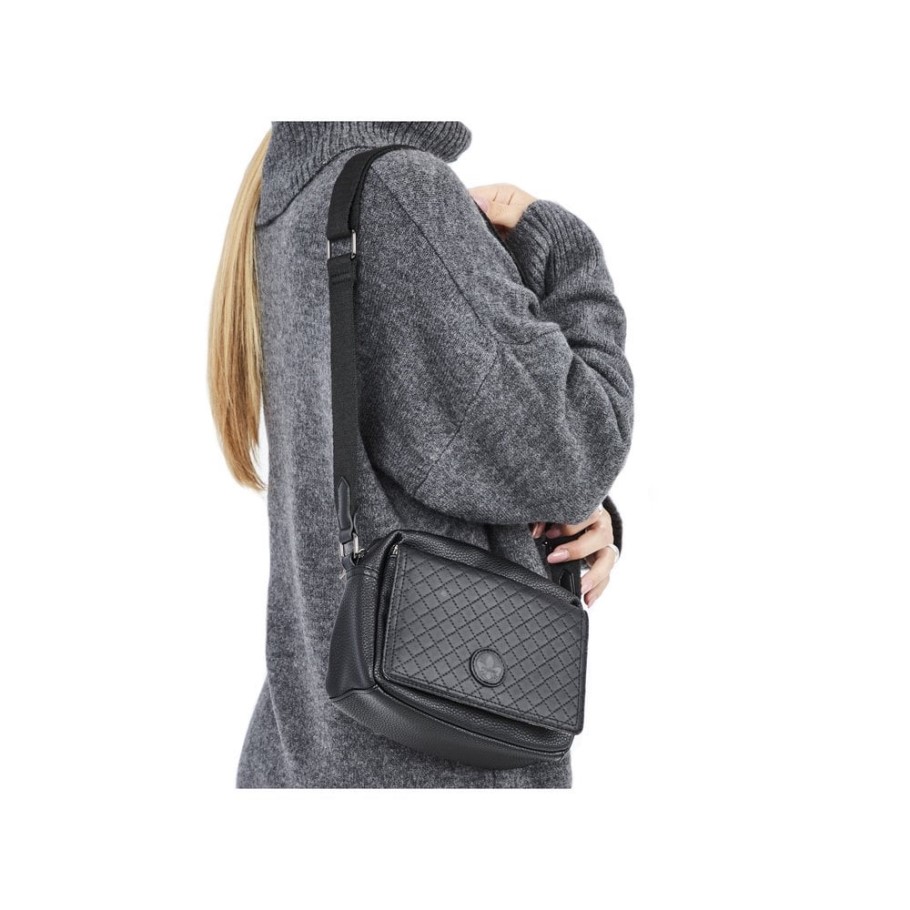 Rieker H1455-00 Women Black Zipper Handbag Black