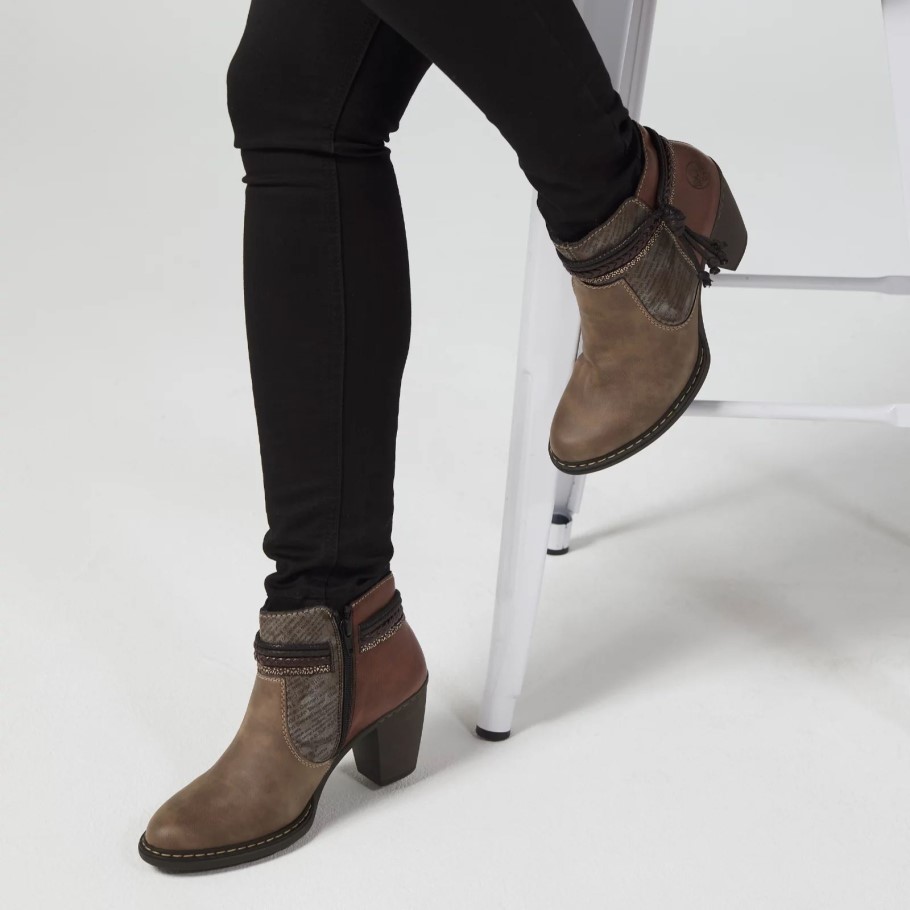 Rieker Ankle Boot with Tassel Trim Navy