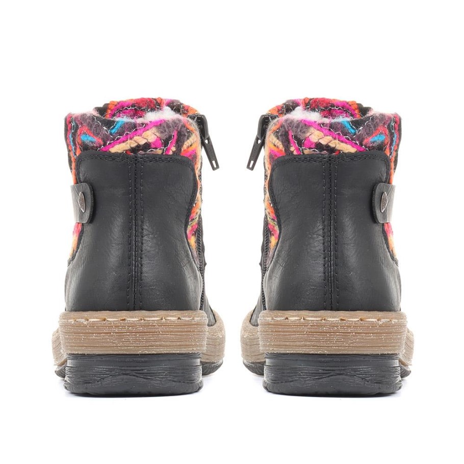 Rieker Black Contrasting Ankle Boots
