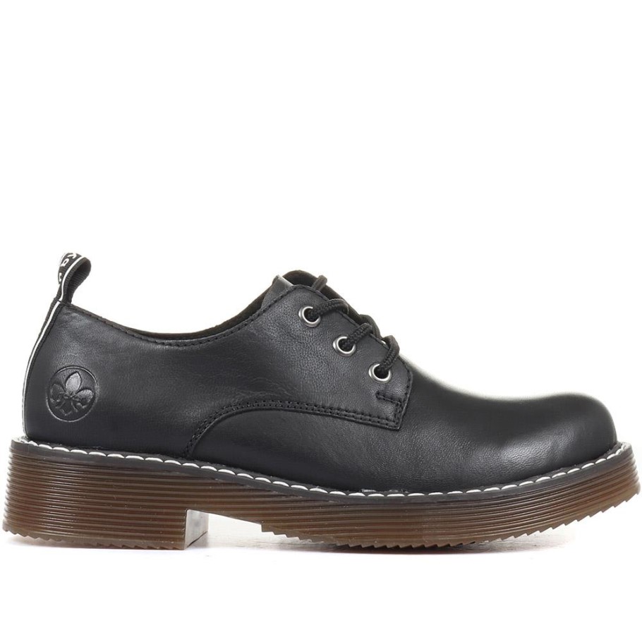 Rieker Black Leather Lace Up Derby Shoes