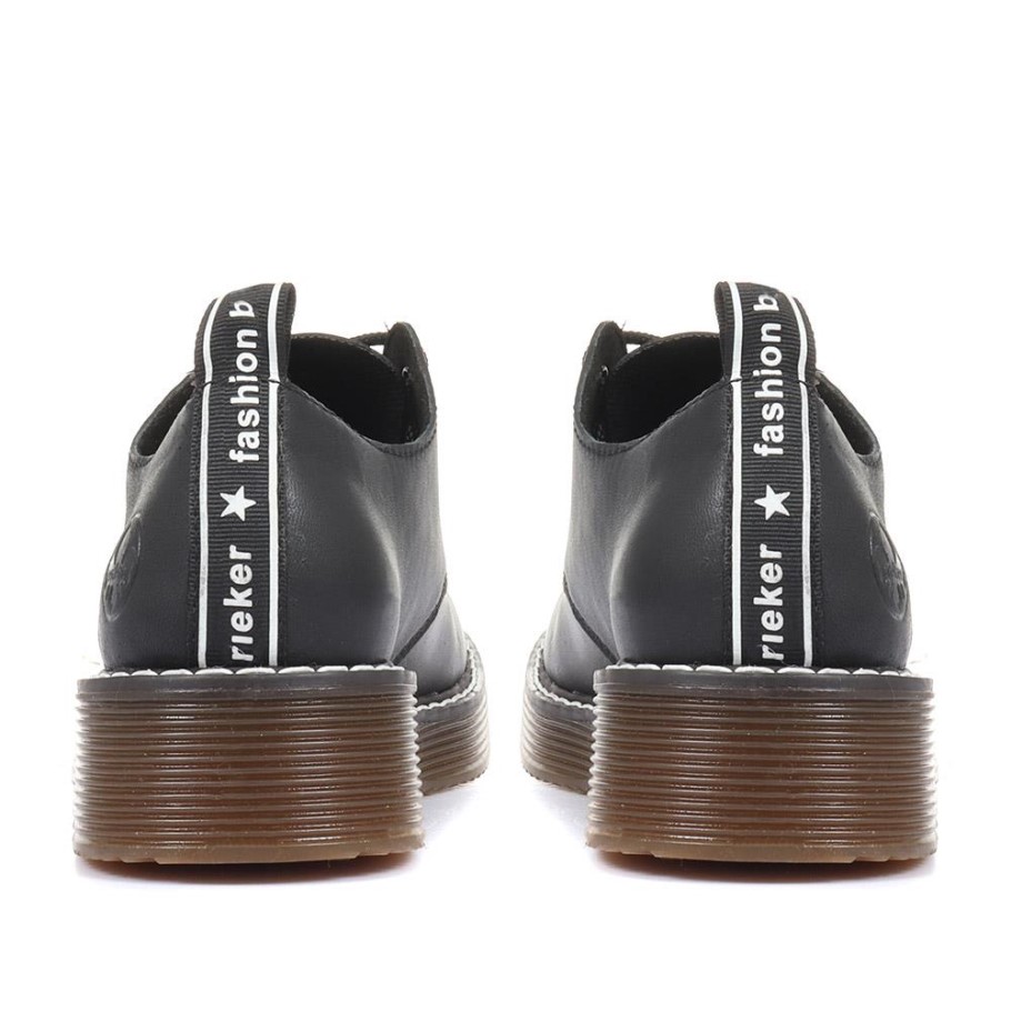 Rieker Black Leather Lace Up Derby Shoes