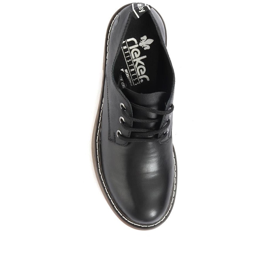 Rieker Black Leather Lace Up Derby Shoes