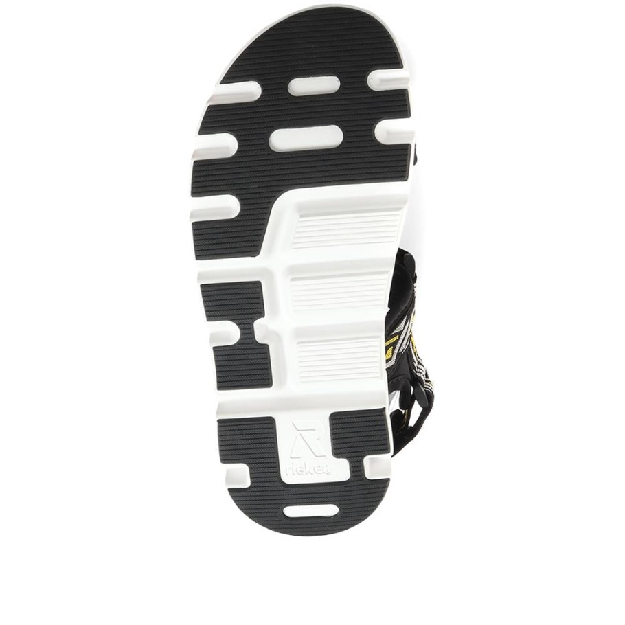 Rieker Black-Yellow Adjustable Wide-Fit Sandals