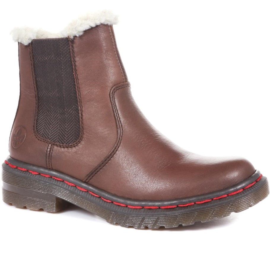 Rieker Brown Wool Lined Chelsea Boots
