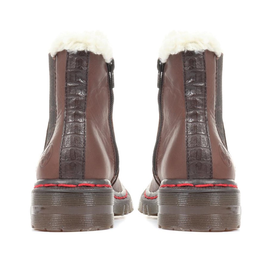 Rieker Brown Wool Lined Chelsea Boots