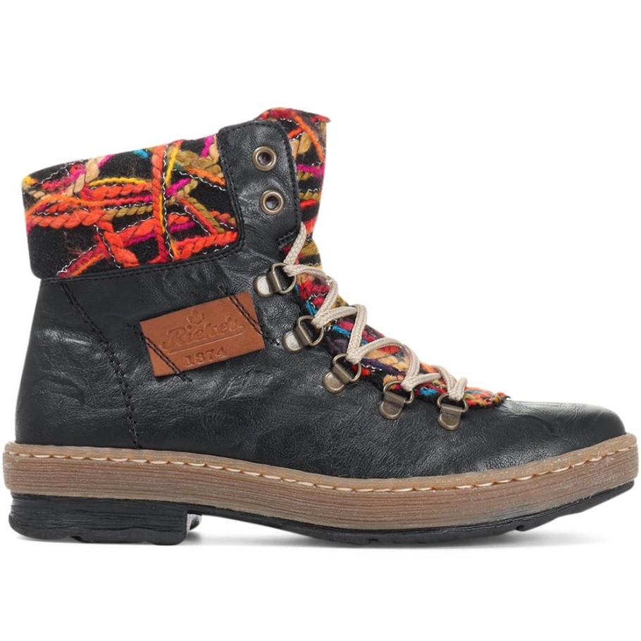 Rieker Lace-Up Ankle Boot Black