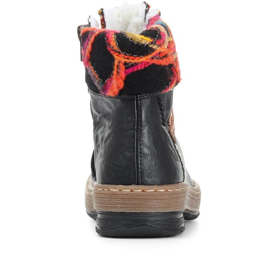 Rieker Lace-Up Ankle Boot Black