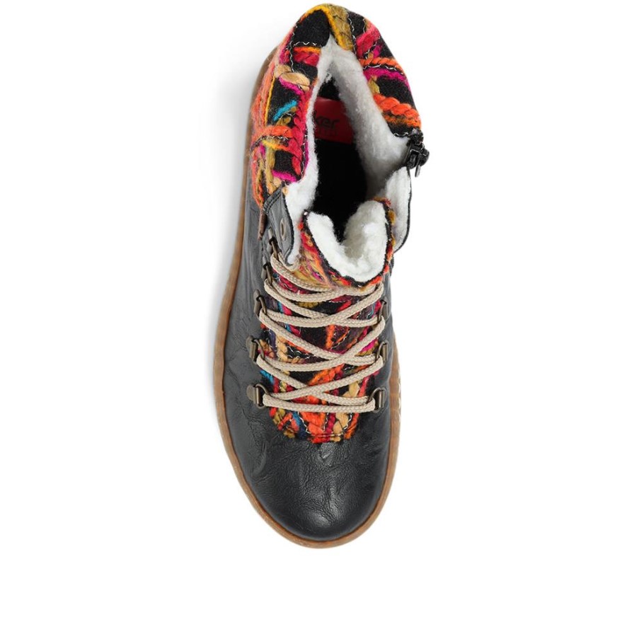 Rieker Lace-Up Ankle Boot Black