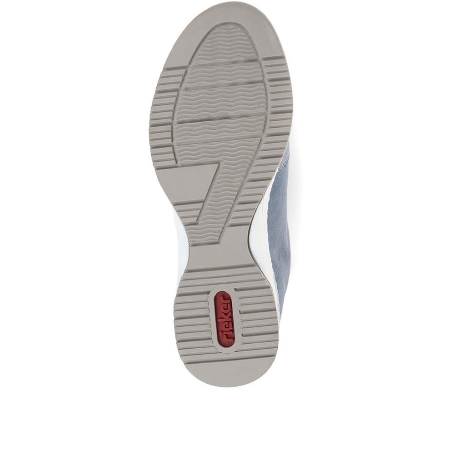 Rieker Leather Wedge Trainers Blue