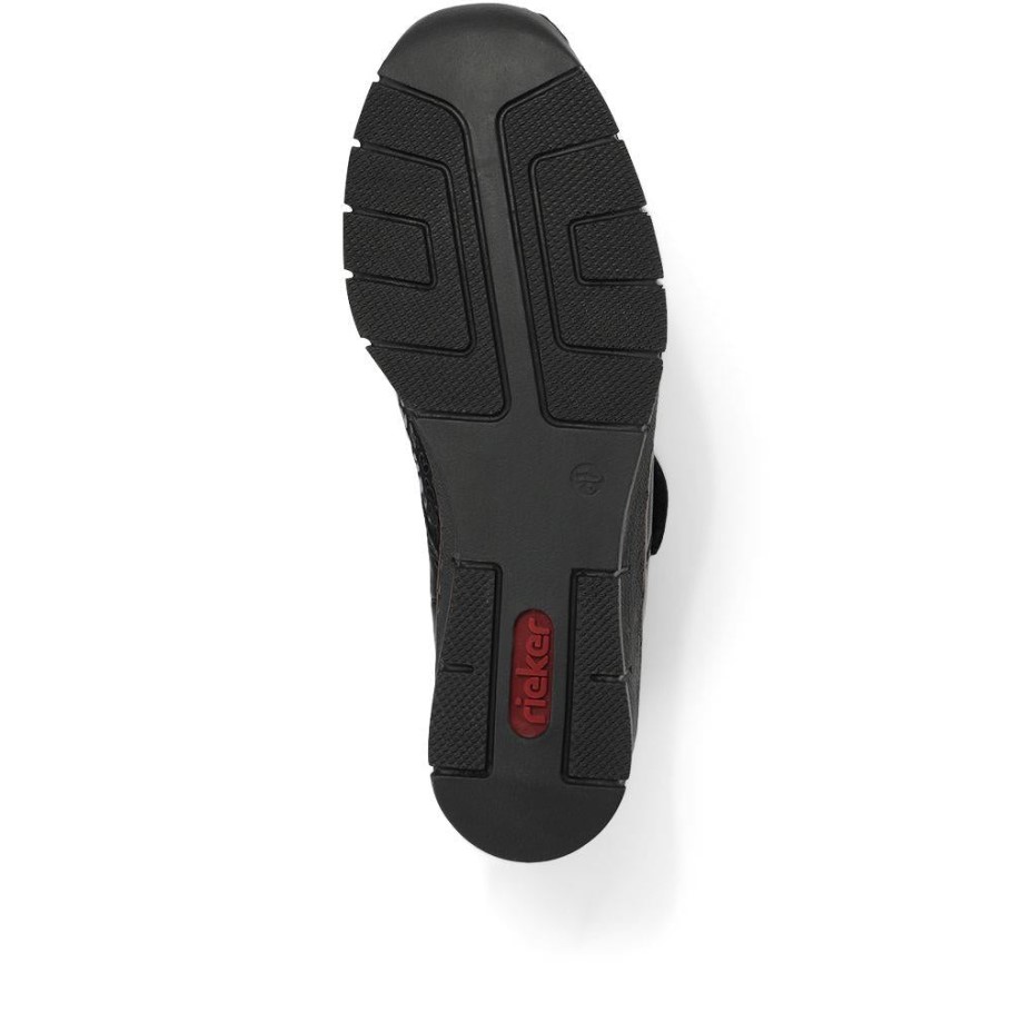 Rieker Lightweight Leather Touch Fastening Shoe Black