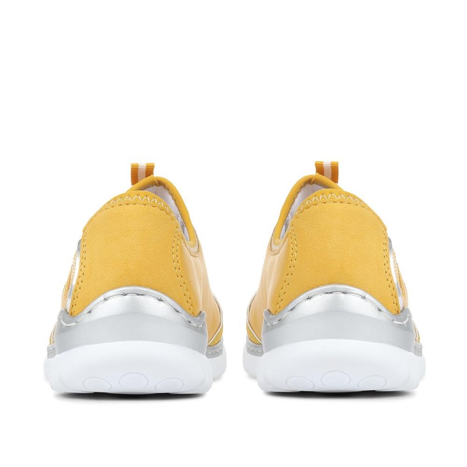 Rieker Wide Fit Slip-On Trainers Yellow